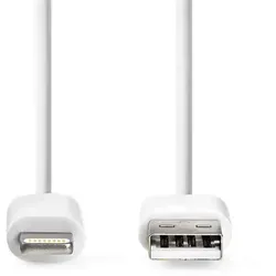 Nedis Lightning Kabel - USB 2.0 - Apple Lightning 8-Pin - USB-A Stecker - 480 Mbps - Vernickelt - 2.00 m - Rund - PVC - Weiss - Box - Weiß
