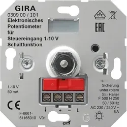 Gira 030900 Potentiometer Steuer 1 - 10 V - Smart Home Steuerung: Elektronisches Potentiometer mit Schaltfunktion für einfache Helligkeitseinstellung und komfortable Bedienung.