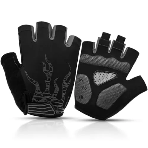 BTNEEU Fahrradhandschuhe, halber Finger, Fahrradhandschuhe, Gel, stoßfest, rutschfest, atmungsaktiv, Halbfinger, Fahrradhandschuhe, Herren, Mountainbike-Handschuhe, Gel, Sommer, Fitness, Sport,