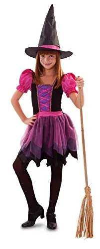 Festartikel Müller Hexenkostüm mit Hut, für Kinder, in den Farben Schwarz/Violett/Pink, Größe 128, 118.719.28