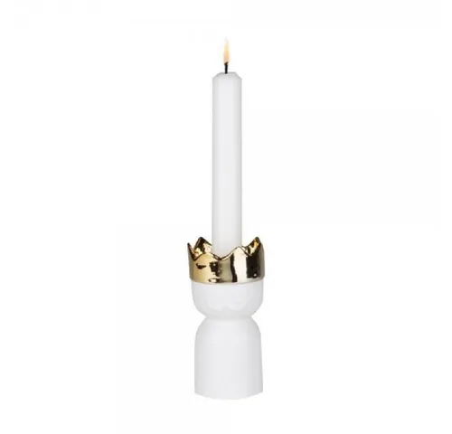Räder Windlicht Design Kerzenhalter Königslicht Caspar Weiß-Gold (12cm)