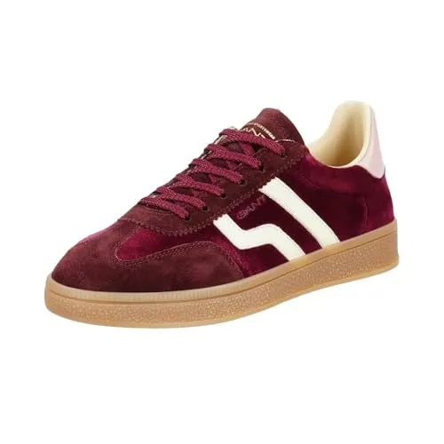GANT Cuzima Damen Sneaker, Gr. 38, Weinrot - Casual Retro Sneaker aus Veloursleder mit Kontrasteinsätzen, ideal für einen lässigen Look und höchsten Tragekomfort.