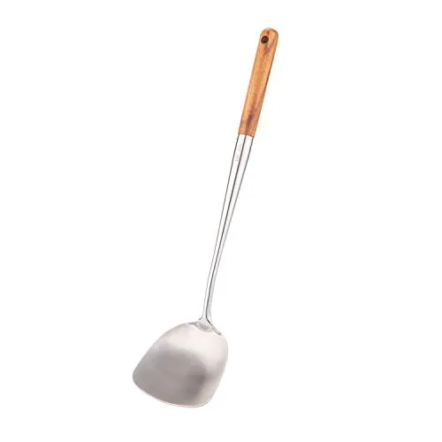 Wok-Pfannenwender,17inches Kelle für Wok, 304 Edelstahl Wok Spachtel