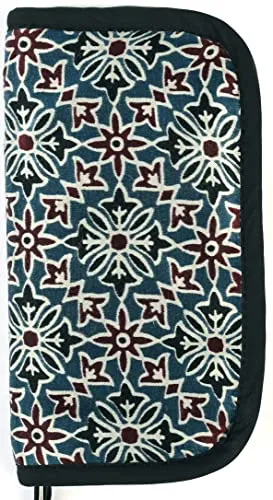 Lantern Moon Tasche für Strickzubehör – Baumwolltasche mit Reißverschluss - Garnaufbewahrung in stilvollem Blau & Burgunderrot, ideal für Strickgeräte und Häkelnadeln, sicher verstaut durch Reißverschluss und umweltfreundliche Verpackung.