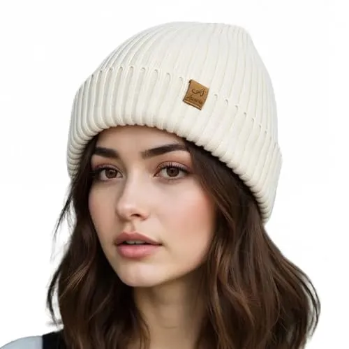 ACUSHLA wasserdichte, Winddichte Beanie Mütze, Winter Warme Unisex Wintermütze Strickmütze Dehnbare Weiche Wollmütze mit Bündchen und Dickem Warmem Futter Geschenk für Freundin männer Frauen