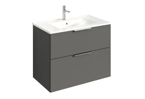 Bernstein Badmöbel-Set TIM, (Komplett-Set, Waschtischunterschrank 80cm mit Waschbecken / Hochschrank wählbar), Farbe & Griff wählbar / vormontiert / feuchtigkeitsresistent