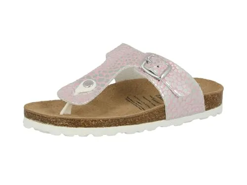 Lico Bioline Stone Kids Mädchen Niedrige Hausschuhe, Pink, 32 EU - Hausschuhe für Mädchen mit hochwertigem Leder-Innenmaterial für optimalen Tragekomfort und eine süße Schnalle als Highlight.