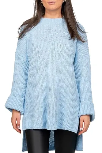 Reichstadt Damen Oversized Strickpullover 25RSW067 Baby Blue One Size