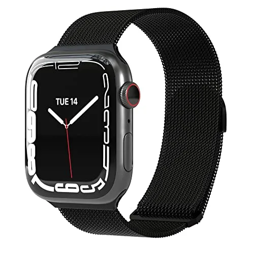 EAZY CASE Armband kompatibel mit Apple Watch 38mm / 40mm / 41mm / 42mm verstellbares Mesh Ersatzarmband aus Metall für Apple Watch Serie 11 10 9 8 7 6 5 4 3 2 1 SE Ultra für Damen und Herren Schwarz