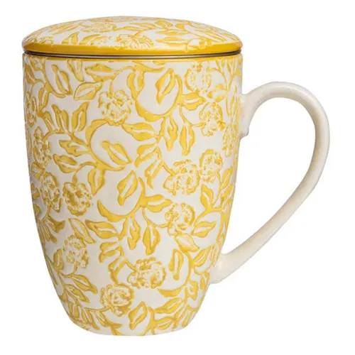 Tranquillo Tasse mit Teesieb INDUSTRIAL 410 ml, 3-teilig - Stylische Tasse mit praktischem Teesieb und Deckel, ideal für genussvolle Heißgetränke. Die Kombination aus matter und glänzender Glasur setzt frische Akzente in deiner Küche.