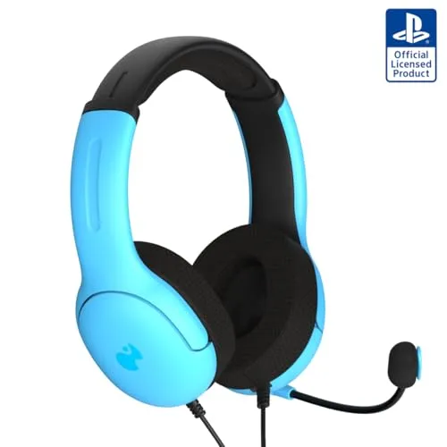 PDP PS5 AIRLITE Kabelgebundenes Headset Neptune Blue - PlayStation 4 Headset mit leichtem Design für stundenlangen Komfort und immersivem Audio durch 40-mm-Lautsprecher. Offiziell lizenziert und kompatibel mit 3D Audio auf PS5.