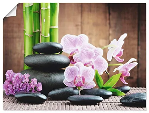 ARTLAND Wanddeko Poster & Kunstdrucke Wandposter Zen Asien Asiatisch Wellness Spa Bambus Natur Steine Orchideen T5OO