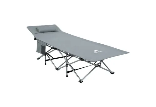 CampFeuer Campingliege Campingbett mit Kopfkissen, Anthrazit, bis 150 kg, 187 x 67 x 48 cm Hohe Belastbarkeit