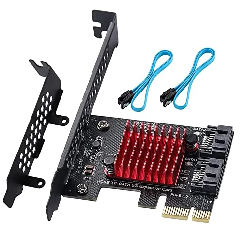 PCIE 1 x SATA-Karte, 2 Anschlüsse, mit 2 SATA-Kabeln, 6 Gbit/s PCIE SATA Erweiterungskarte, SATA Controller, PCI-E 3.0 GEN3 JMicron + JMB582 Chip… (2SATA-1X)