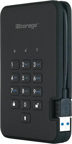 iStorage diskAshur 2 - 500 GB Externe Festplatte - Sichere 500 GB Externe Festplatte mit USB 3.0 (3.1 Gen 1) für schnelle Datenübertragung und 5400 RPM Geschwindigkeit, ideal für den Schutz sensibler Daten.