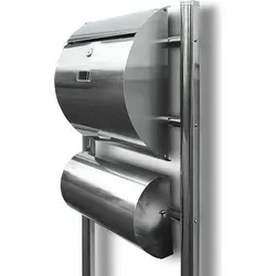 Bituxx Standbriefkasten Edelstahl mit Zeitungsrolle - Silbern MS-11385 - Robuster Edelstahl-Briefkasten mit separatem Zeitungsfach und großem Fassungsvermögen, ideal für Unternehmen. Inklusive Ständern, Querstreben und Schlüsseln für einfache Montage.