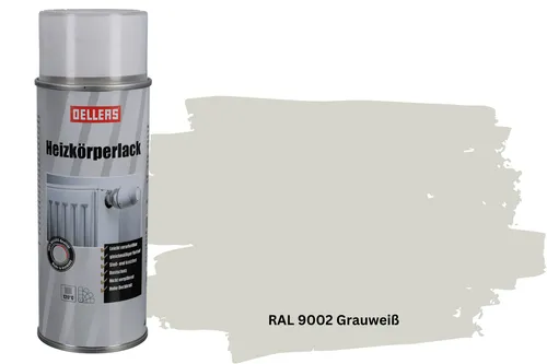 OELLERS Heizkörperlack Spray – 400 ml – RAL 9002 Grauweiß – bewährte, temperaturbeständige Sprayfarbe für Heizkörper, Rohre & Metallflächen – hohe Deckkraft, ergiebig, kratz- und abriebfest