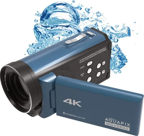 Easypix Aquapix WDV5630 GreyBlue Camcorder - Camcorder in Grau-Blau, ideal für Unterwasseraufnahmen mit 7,6 cm LCD-Display und robustem Design für Abenteuerlustige.