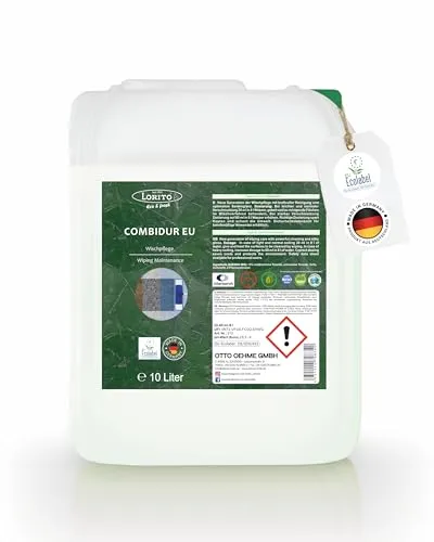 Lorito Combidur Wischpflege 10L Konzentrat - Bodenreiniger für Parkett, Laminat, Fliesen und mehr, mit EU Ecolabel. Die fortschrittliche Formel sorgt für kraftvolle Reinigung und langanhaltenden Glanz.