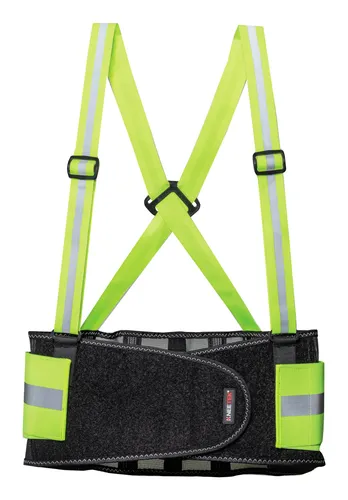 Kneetek Rückenstützgurt High-Vis, gelb, Typ: M - Auffanggurt & Haltegurt, anatomisch geformt für optimale Rückenentlastung, mit atmungsaktiven Materialien für hohen Tragekomfort und verbesserte Sichtbarkeit.