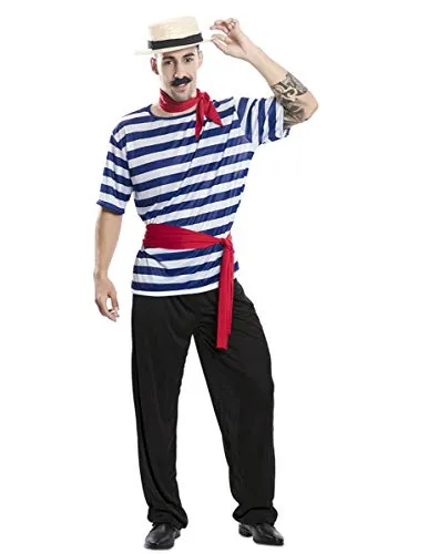 EuroCarnavales Kostüm Gondolier Erwachsene – Mehrfarbig – M/L (52) - Kostüm für Erwachsene mit T-Shirt, Hose, Schal und Gürtel, ideal für Karneval und Fasching, aus 100 % Polyester, handwaschbar und bequem zu tragen.