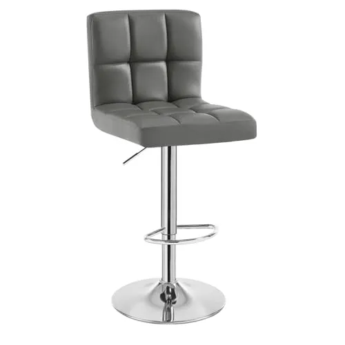 WOLTU Barhocker drehbar und höhenverstellbar, Kunstleder Grau - Bequemer Barstuhl mit ergonomischem Design, stabiler Metallfußstütze und pflegeleichtem Kunstledersitz, ideal für Bar, Küche oder Home-Office.