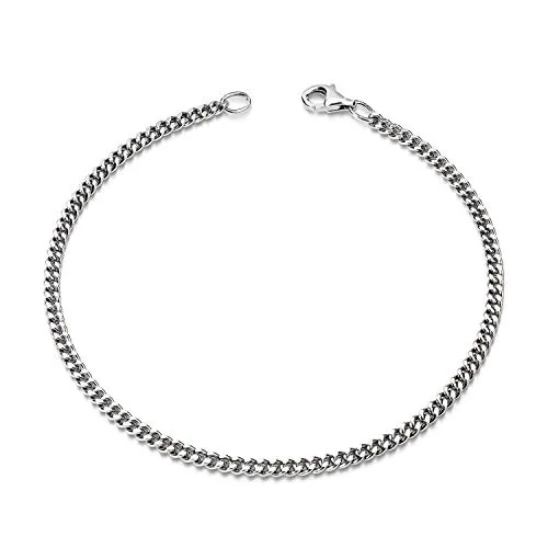 MATERIA Armband Damen Silber 925 - Edles Panzerarmband mit diamantierter Oberfläche - Armbänder für Damen aus 925 Silber, rhodiniert für zusätzlichen Schutz gegen Kratzer und Anlaufen. Zeitloses Design, ideal für jede Gelegenheit.