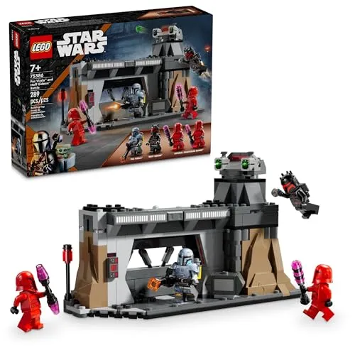 LEGO Star Wars - The Mandalorian Paz Vizsla und Moff Gideon Battle - Spannendes LEGO Bauset mit 4 Minifiguren für kreative Kinder ab 7 Jahren. Erlebe actionreiche Szenen aus The Mandalorian mit hochwertigem Zubehör und baubaren Elementen.