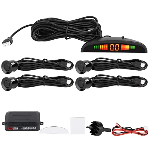 Einparkhilfe-Set Einparkhilfe Car Reverse Image, DC 12 V 4 Parksensoren Car Reverse Backup Heckradar System Sound Alarm für Universal