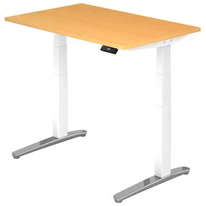 Arbeitstisch 120x80 cm - elektrisch höhenverstellbar - Kinderschreibtische mit elektromotorischer Höhenverstellung, ideal für ergonomisches Arbeiten. Inklusive Memory-Funktion und stabiler Tischplatte in Buche Dekor. Made in Germany!