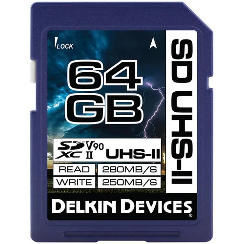 Delkin POWER UHS-II (V90) 64GB R:300MB/s W:250MB/s (64 GB, SDXC, U3, UHS-II) (4110100673)
