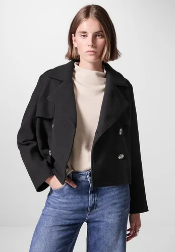 Street One Studio Damen Kurzer Trenchcoat - Damen-Mäntel mit Reverskragen und Knopfleiste, aus weichem Materialmix für einen stylishen Look in der Übergangszeit.