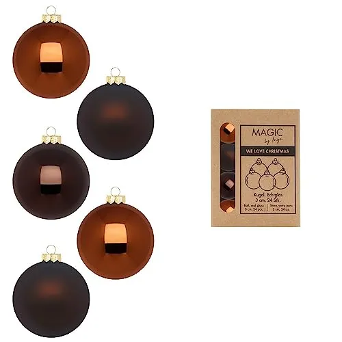 Weihnachtskugeln Glas 3cm x 24 Stück in Kartonbox Christbaumkugeln klein braun Mix Cognac Diamond