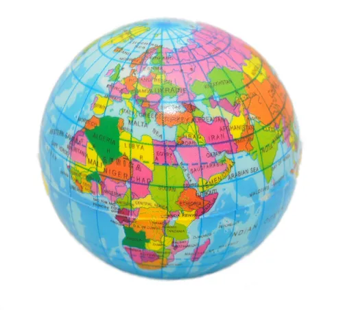 Weltkugel Globus Erde Schaumstoffball Ø 6 cm - Bälle, weicher Knautschball aus Schaumstoff, ideal für Kinder ab 3 Jahren, fördert spielerisch das Geografiewissen.
