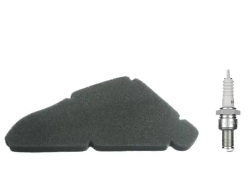 Luftfilter Matte + Zündkerze B9ES passend für Gilera Runner Stalker 50, Piaggio NRG MC2 MC3 Power Purejet – Wartungsset für 50ccm 2-Takt Roller