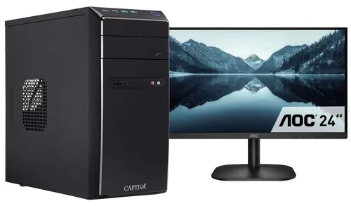 CAPTIVA Power Starter R98-544 TFT Bundle Business-PC - Komplettsystem mit 24 Zoll TFT-Bildschirm, ideal für Büroanwendungen. Leistungsstark und energieeffizient, ausgestattet mit Handbuch und umfassendem Zubehör.