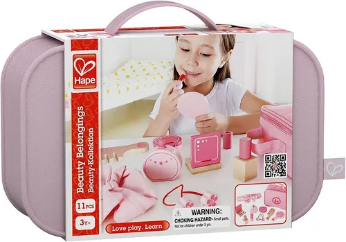 Hape Beauty-Kollektion - 10-teiliges Rollenspiel-Set für kreative Kleinkinder, aus Holz und Stoff, rosa