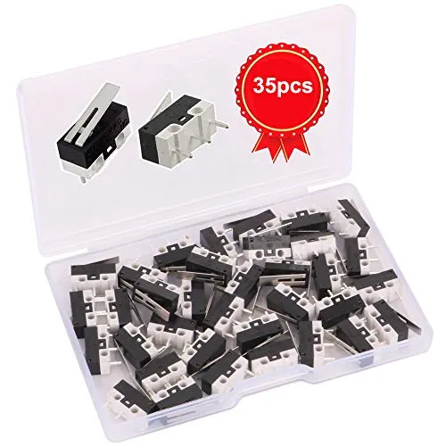 GTIWUNG 35 Stück Mini Mikroschalter, Mechanische Endschalter, AC 1 A 125 V 3 Pin SPDT Grenze Micro Switch lang Scharnier Hebel für Arduino