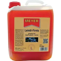 Meyer Leinöl-Firnis 5 Liter - Holzöl für perfekten Holzschutz, schützt und pflegt Holzoberflächen mit natürlichem Leinöl für langanhaltende Schönheit.