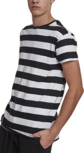 Urban Classics Herren Regular Fit T-Shirt Block Stripe Tee TB2067, Gestreift, Gr. XX-Large (Herstellergröße: XXL), Mehrfarbig (Black/White 00050)
