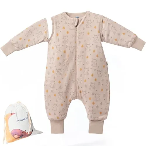 Mababu Ganzjahres Baby Schlafsack mit Füßen & abnehmbaren Ärmeln