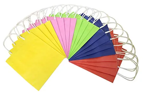 folia 21209/10 - Papiertüten aus Kraftpapier, Geschenktüten, 10 Stück, ca. 12 x 5,5 x 15 cm, farbig sortiert - zum Basteln, Verzieren und Verschenken