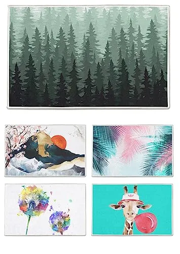 arteneur® - Badematten & Badteppiche 50x80 cm | Badvorleger rutschfest Waschbar bis 40°C | Saugstark & Schnelltrocknend | Fußbodenheizung Geeignet | Weich & Flauschig | Badezimmerteppich Tannenwald