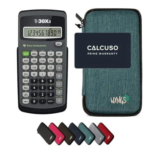 TI-30Xa inkl. WYNGS Schutztasche Türkis - Wissenschaftlicher Taschenrechner - Basic Set