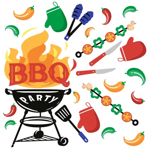 Servietten Essen Bereit für das Barbecue als Tischdeko. Papierservietten mit Motiv. Auch für Decoupage und Serviettentechnik 33x33cm 20