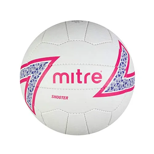 Mitre Shooter Match Netball, toller Grip, langlebiges Design, Weiß/Cabaret/Violett/Schwarz, 4