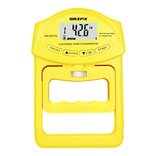 Digitaler Handdynamometer Griffstärke-Messgerät – 198 lbs / 90 kg, Gelb