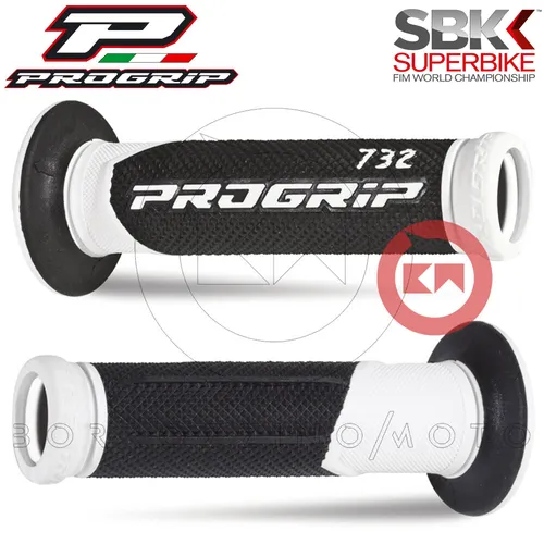 Paar Handgriffe Pro Grip 732 Schwarz/Weiß Universal Motorroller Enduro Motard
