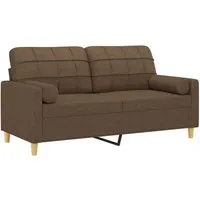 vidaXL 2-Sitzer-Sofa mit Zierkissen Braun 140 cm - Stilvolles 2-Sitzer-Sofa aus strapazierfähigem Stoff, ideal zum Entspannen. Mit abnehmbaren Zierkissen für zusätzlichen Komfort und einfache Reinigung. Perfekt für jedes Wohnzimmer.