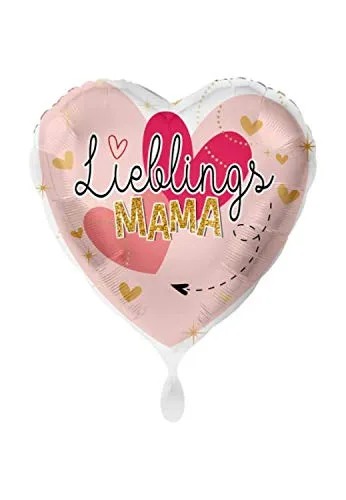 Luftballonmarkt 1 Folienballon Muttertag Lieblingsmama Birthday Herz rosa weiß ca 45 cm ungefüllt Ballongas geeignet